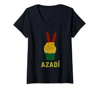 Donna Azadi Kurdistan Segno di Vittoria Bandiera curda libertà Kurdistan Maglietta con Collo a V
