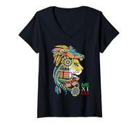 Donna Aztec Jaguar Ancient Warrior Native Mexican Mythology Mexico Maglietta con Collo a V