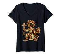 Donna Azteco Gesù Arte Mesoamericano Codice Cristiano Maglietta con Collo a V