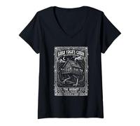 Donna Baba Yaga Capanna Strega Tarot Folklore Slavo Maglietta con Collo a V
