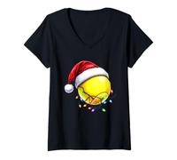 Donna Babbo Natale Padel Ball Natale Padel Player e Padel Coach regalo Maglietta con Collo a V