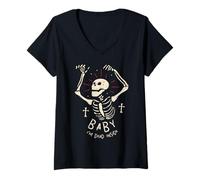 Donna Baby I'm Dead Inside Halloween Skeleton Skull Art Design Maglietta con Collo a V