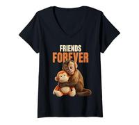 Donna Baby Monkey Punch Friends Forever Maglietta con Collo a V