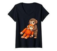 Donna Baby Monkey Punch Maglietta con Collo a V