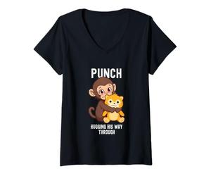 Donna Baby Punch Scimmia abbracciare la Sua Strada Attraverso Maglietta con Collo a V
