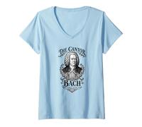 Donna Bach The Cantor Ritratto Barocco Organo a canne Musica Classica Maglietta con Collo a V
