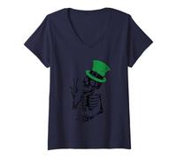 Donna Baciami Sono Irish Funny Leprechaun Maglietta con Collo a V