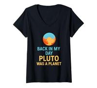 Donna Back In My Day Plutone era un pianeta Carino Retro Astronomia Divertimento Maglietta con Collo a V