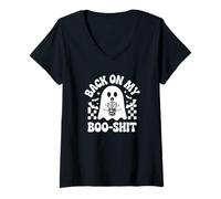 Donna Back On My Boo-Shit Cute Ghost Maglietta con Collo a V