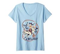 Donna Back on My Bull Rodeo Cowboy Retro Vintage Funny Adult Humor Maglietta con Collo a V