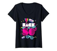 Donna Back To 80's Tees Vintage Retro I Love 80's Graphic Design Maglietta con Collo a V