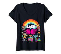 Donna Back To 80's Tees Vintage Retro I Love 80's Graphic Design Maglietta con Collo a V