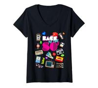 Donna Back To 80's Tees Vintage Retro I Love 80's Graphic Design Maglietta con Collo a V