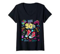 Donna Back To 90's Tees Vintage Retro 90's Outfit Graphic Design Maglietta con Collo a V