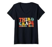 Donna Back to School 3rd Grade Dream Team Teacher Kids Third Grade Maglietta con Collo a V