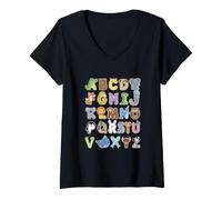 Donna Back to School ABC Kindergarten Teacher Maglietta con Collo a V