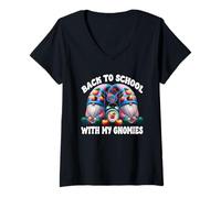 Donna Back To School Gnome Graphic For Students And Funny Teacher Maglietta con Collo a V