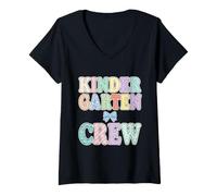 Donna Back to School Kindergarten Crew Maglietta con Collo a V