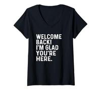 Donna Back To School Teacher Welcome Back I'm Glad You're Here Maglietta con Collo a V