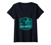 Donna Back to The Future Hill Valley Lightning Maglietta con Collo a V