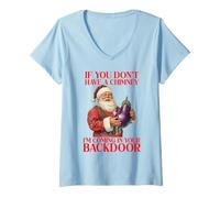 Donna Backdoor Innuendo Babbo Natale Maleducato Maglietta con Collo a V