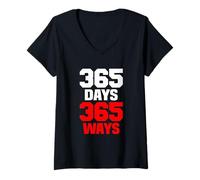 Donna Backprint 365 Giorni 365 Modi Maglietta con Collo a V
