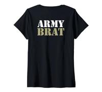 Donna Backprint Army Brat Maglietta con Collo a V