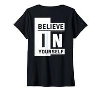 Donna Backprint Believe in Yourself Maglietta con Collo a V