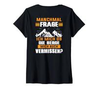 Donna Backprint Chissà se Anche Le Montagne Si dimenticheranno di Maglietta con Collo a V