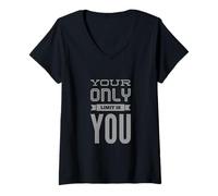 Donna Backprint Gym Citazioni Your Only Limit Is You Gym Motivational Maglietta con Collo a V
