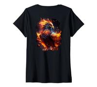 Donna Backprint Il maestoso splendore della Fenice risorta Maglietta con Collo a V