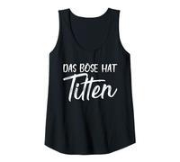 Donna Backprint il male ha le tette tette seni bosom divertente Canotta