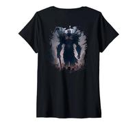 Donna Backprint Il Potente re Demone e Il Suo Regno delle tenebre Maglietta con Collo a V
