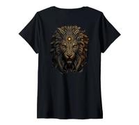 Donna Backprint Il re Leone della Fantasia Maglietta con Collo a V