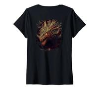Donna Backprint Il sovrano Oscuro Maglietta con Collo a V