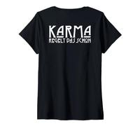 Donna Backprint Karma risolve quell'incantesimo di Giustizia Maglietta con Collo a V