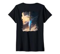 Donna Backprint La Leggendaria Spada Epica degli Eroi Maglietta con Collo a V