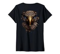 Donna Backprint La maestosa aquila del cielo Maglietta con Collo a V