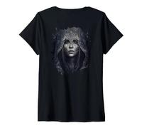 Donna Backprint La Strega Oscura e la Sua magia Maglietta con Collo a V