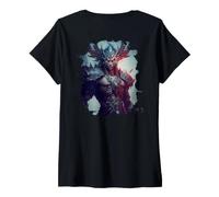 Donna Backprint L'epico Guerriero Fantasy Il Viaggio di Un Eroe Maglietta con Collo a V