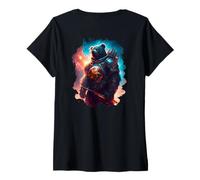 Donna Backprint L'orso epico Come guardiano e protettore del Mondo Maglietta con Collo a V