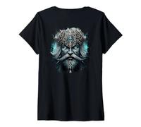 Donna Backprint L'oscuro Mistico Vichingo con l'armatura Maglietta con Collo a V