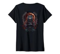 Donna Backprint Lupo epico Il Potere e la Bellezza Maglietta con Collo a V