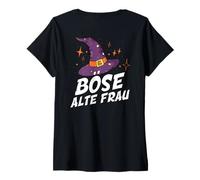Donna Backprint malvagio anziano e cappello da strega per Maglietta con Collo a V