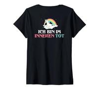 Donna Backprint Sono Morto Dentro l'unicorno Maglietta con Collo a V