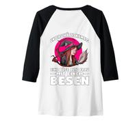 Donna Backprint Sottovalutare mai Una Vecchia Donna malvagia con Scopa Maglia con Maniche Raglan