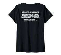Donna Backprint Sposa Qualcuno Che sa Cucinare Umorismo Oscuro Maglietta con Collo a V