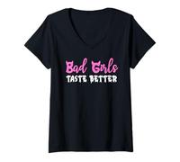 Donna Bad Girls Taste Better Nun Bad Girl Suck Good Girls Tequila Maglietta con Collo a V
