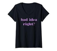 Donna Bad Idea Right Statement Uomini Donne Bambini Maglietta con Collo a V