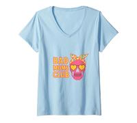 Donna Bad Moms Club Skull Funny Daying Festa della Mamma Maglietta con Collo a V